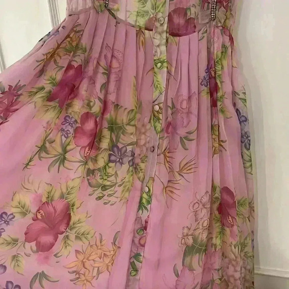 Dodo Bar Or Silvana Pink Ruffle Floral Dress sz S - Picture 9 of 11